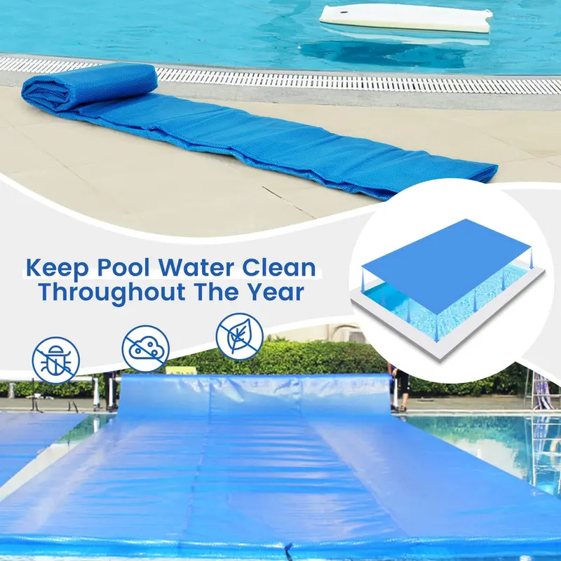 Goplus Solardecke für Swimmingpools, 12 x 24 Fuß (ca. 3,66 x 7,32 m), 12 Mil (ca. 3 mm) stark, inkl. Transporttasche – geeignet für eingelassene und aufgestellte Pools