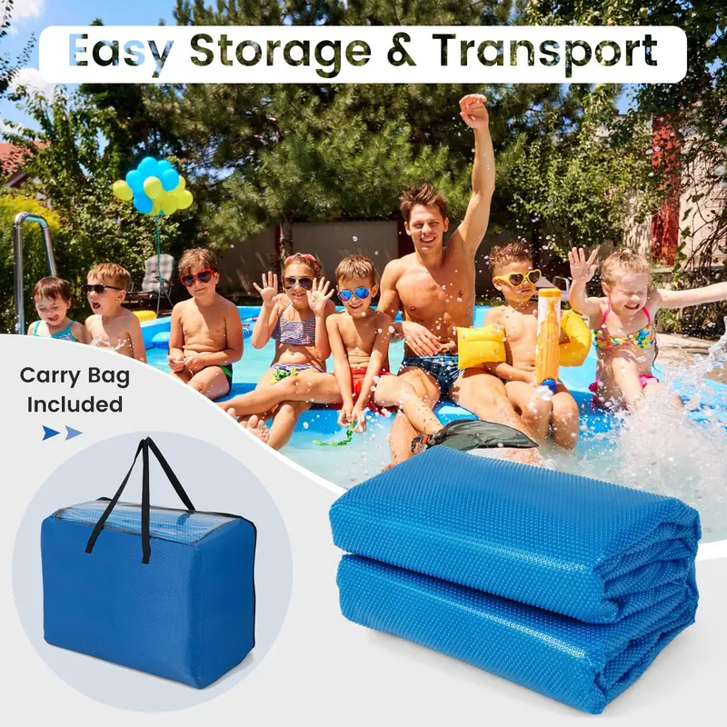 Goplus Solardecke für Swimmingpools, 12 x 24 Fuß (ca. 3,66 x 7,32 m), 12 Mil (ca. 3 mm) stark, inkl. Transporttasche – geeignet für eingelassene und aufgestellte Pools