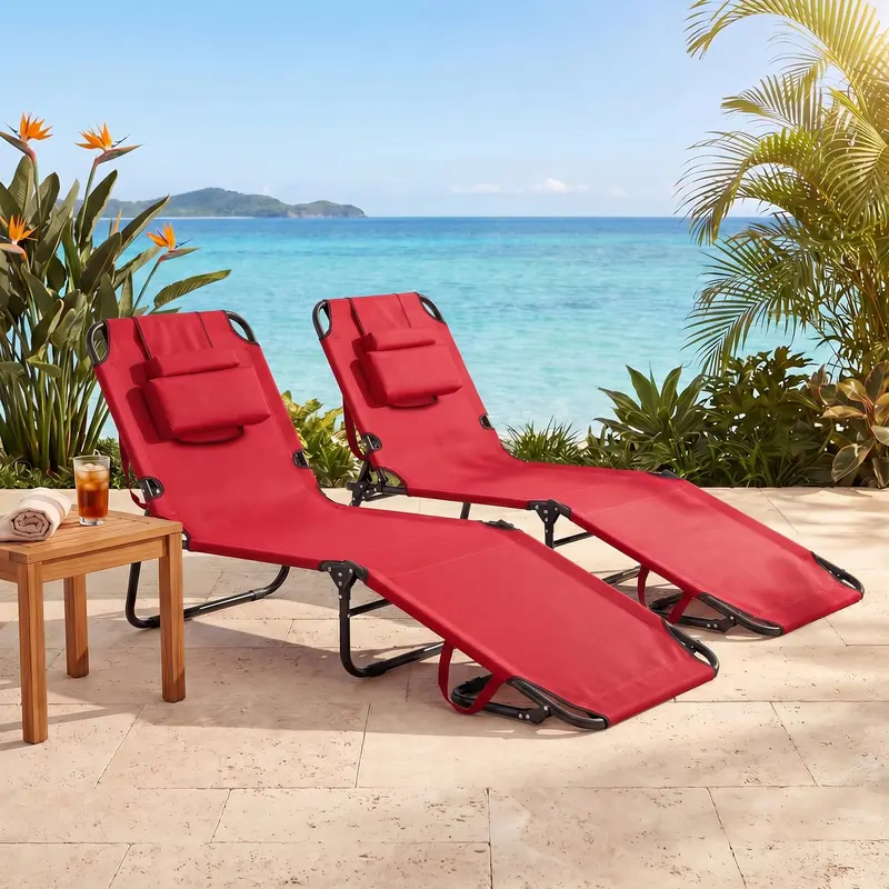 GoPlus Sonnenliege – Klappbare Strandliege mit Gesichtsöffnung 2