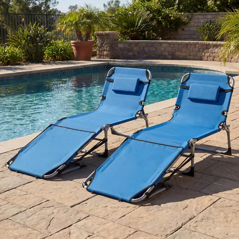 GoPlus Sonnenliege mit Gesichts- und Armöffnungen, 4-stufig verstellbarer Rückenlehne und Kopfkissen für Pool und Strand