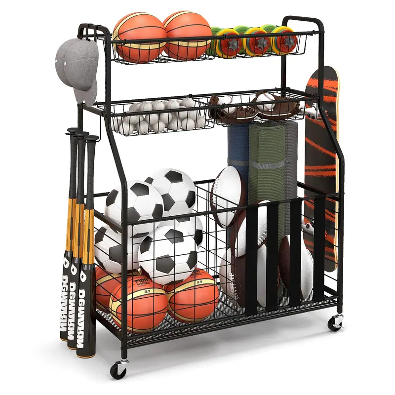 GoPlus Sportausrüstungs-Organizer für die Garage, rollbarer Ball-Aufbewahrungsständer