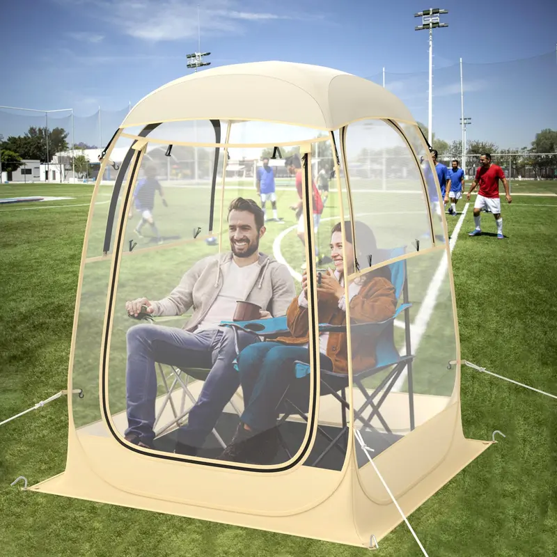 GoPlus Sportzelt, schnell aufstellbares Wetterschutz-Zelt mit Tragetasche, Bodenmatte, Windseilen und Platz für 1–2 Personen (1,27 × 1,27 m)