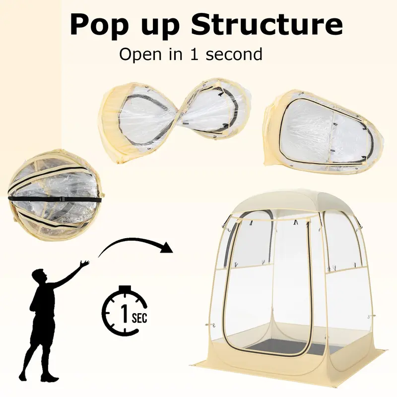 GoPlus Sportzelt, schnell aufstellbares Wetterschutz-Zelt mit Tragetasche, Bodenmatte, Windseilen und Platz für 1–2 Personen (1,27 × 1,27 m)