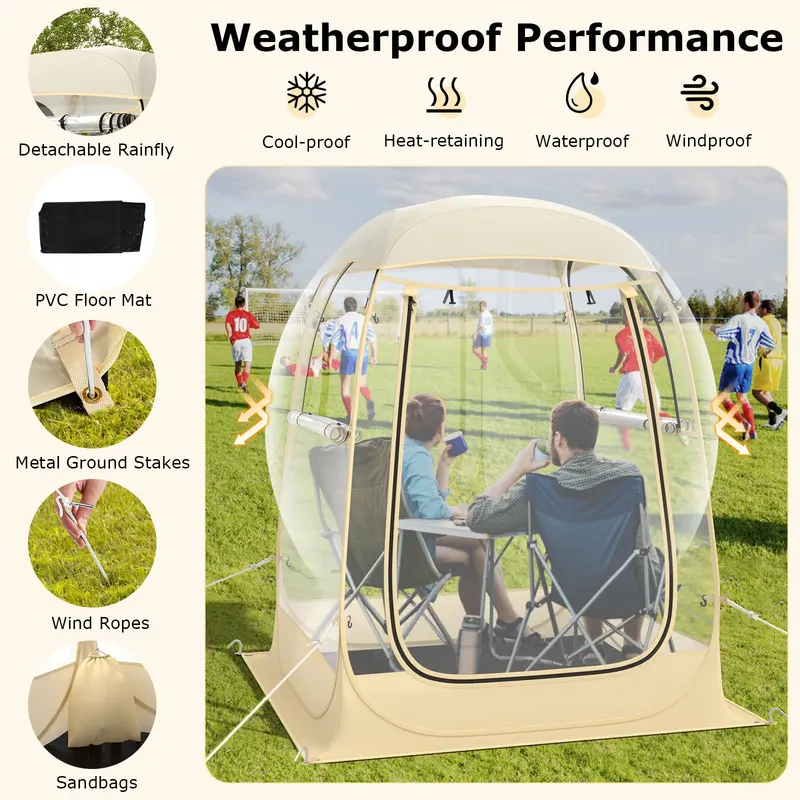 GoPlus Sportzelt, schnell aufstellbares Wetterschutz-Zelt mit Tragetasche, Bodenmatte, Windseilen und Platz für 1–2 Personen (1,27 × 1,27 m)