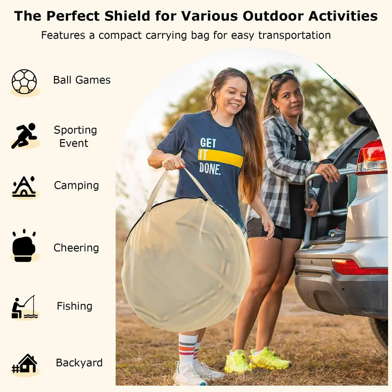 GoPlus Sportzelt, schnell aufstellbares Wetterschutz-Zelt mit Tragetasche, Bodenmatte, Windseilen und Platz für 1–2 Personen (1,27 × 1,27 m)