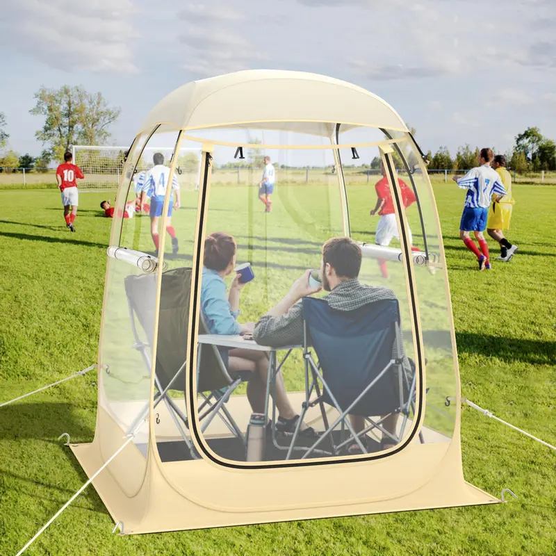 GoPlus Sportzelt, schnell aufstellbares Wetterschutz-Zelt mit Tragetasche, Bodenmatte, Windseilen und Platz für 1–2 Personen (1,27 × 1,27 m)