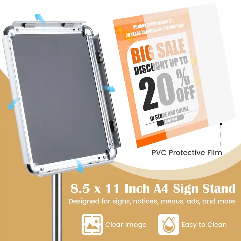 Goplus-Ständer für Schilder, 21,6 × 27,9 cm, mit Schnellverschluss-Rahmen und 360°-Drehfunktion