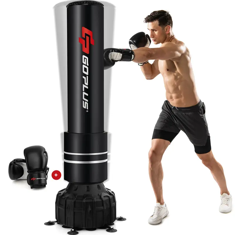 GoPlus Stand-Boxsack, 71" schwerer Boxsack mit 25 Saugnäpfen, Boxhandschuhe und Füllbasis