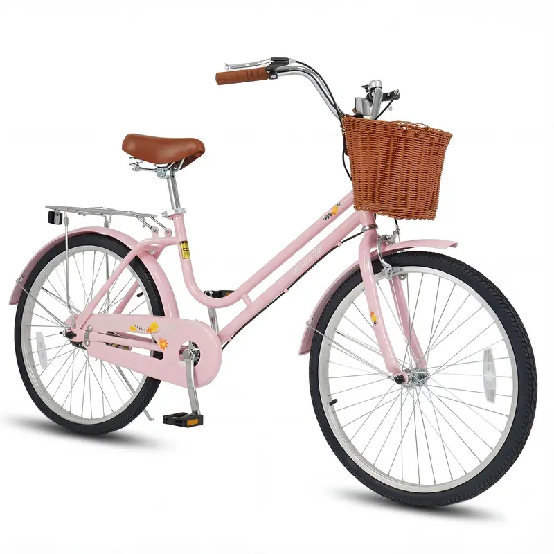 GoPlus Strand-Cruiser-Fahrrad mit Korb, Gepäckträger und Klingel für Jugendliche, Erwachsene und Damen