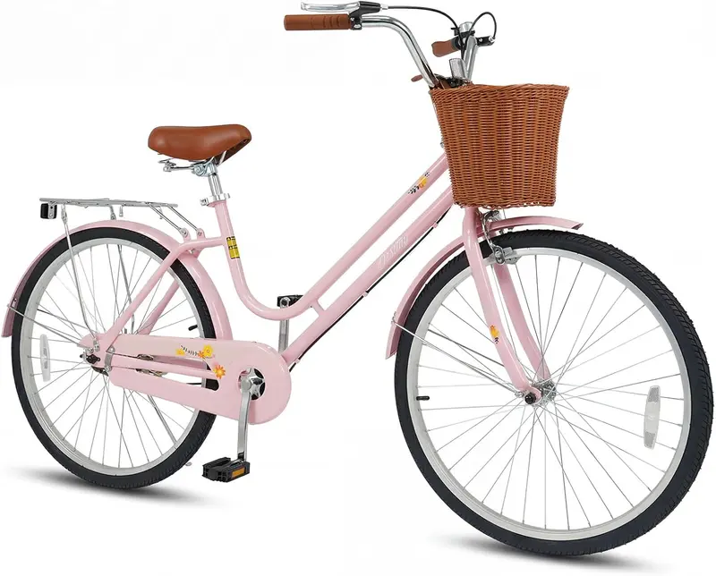 GoPlus Strand-Cruiser-Fahrrad mit Korb, Gepäckträger und Klingel für Jugendliche, Erwachsene und Damen