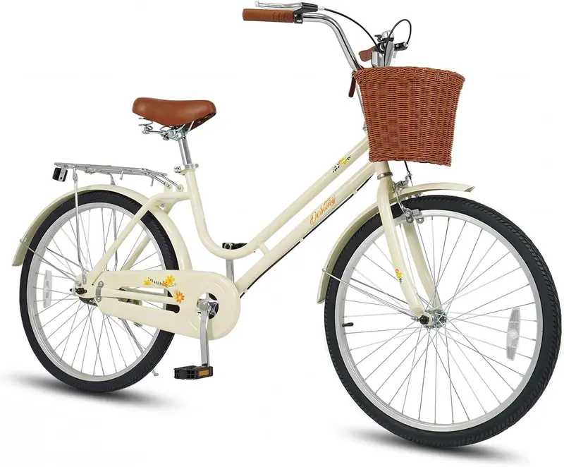 GoPlus Strand-Cruiser-Fahrrad mit Korb, Gepäckträger und Klingel für Jugendliche, Erwachsene und Damen