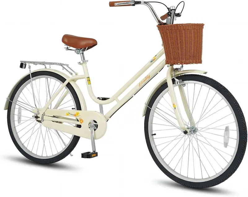 GoPlus Strand-Cruiser-Fahrrad mit Korb, Gepäckträger und Klingel für Jugendliche, Erwachsene und Damen