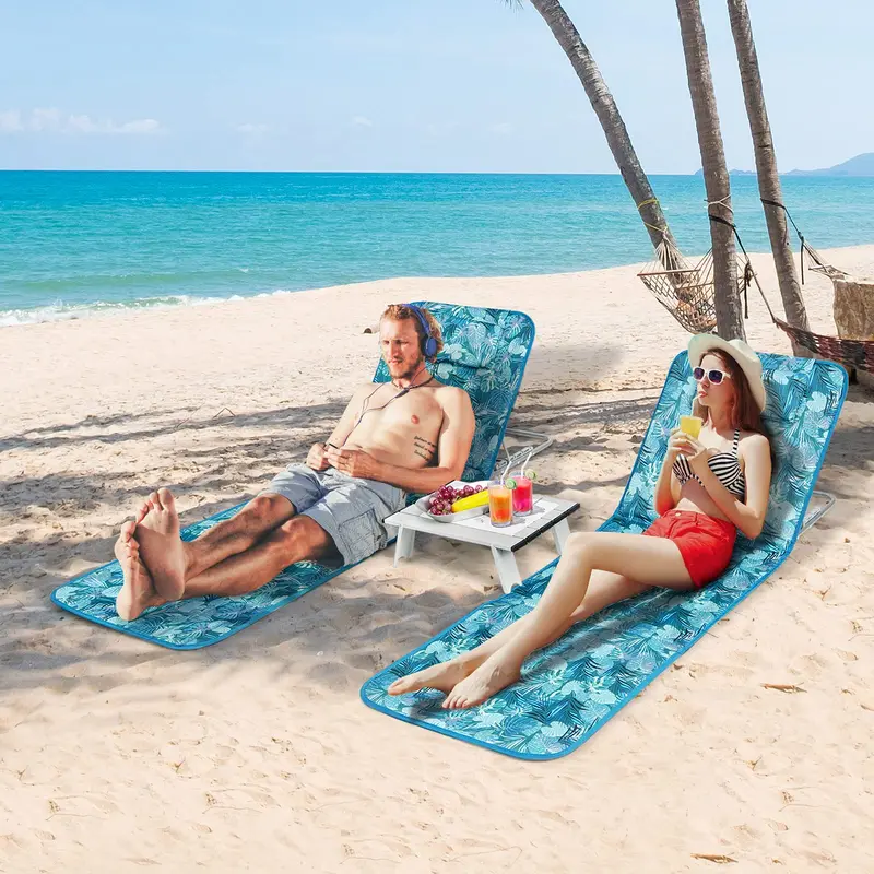 Goplus Strandstühle mit Seitentisch 2