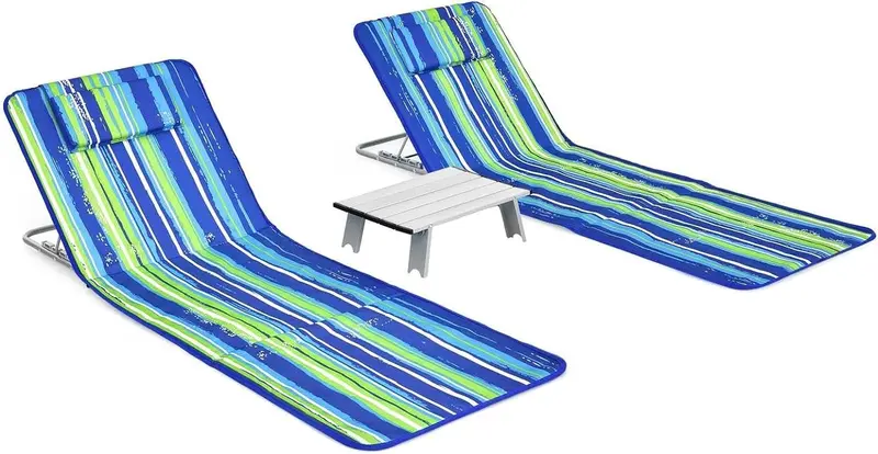 Goplus Strandstühle mit Seitentisch