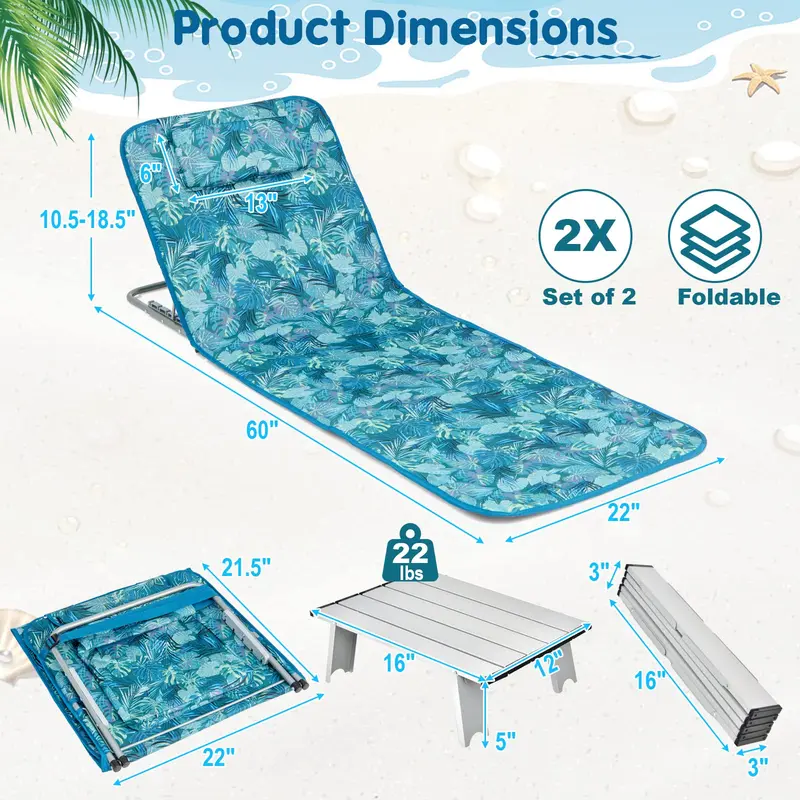 Goplus Strandstühle mit Seitentisch