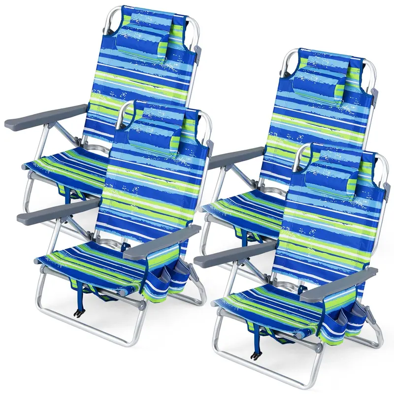 GoPlus Strandstühle, tragbare Klappstühle mit Rucksackfunktion (2/4 Stück)