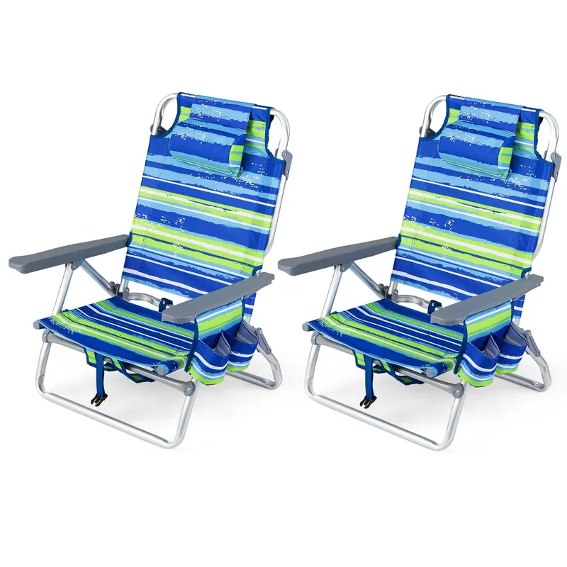 GoPlus Strandstühle, tragbare Klappstühle mit Rucksackfunktion (2/4 Stück)