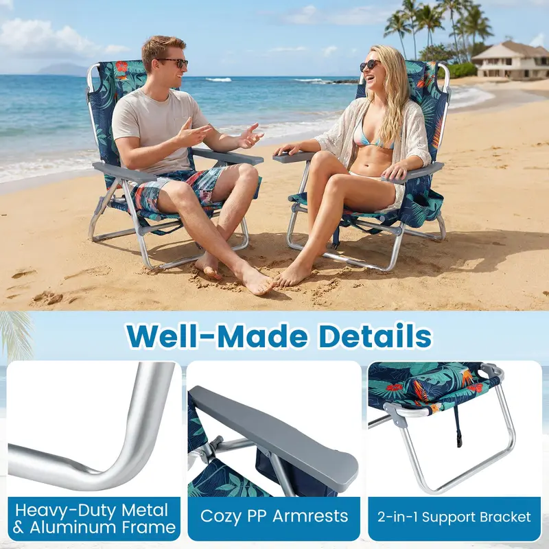 GoPlus Strandstühle, tragbare Klappstühle mit Rucksackfunktion (2/4 Stück)