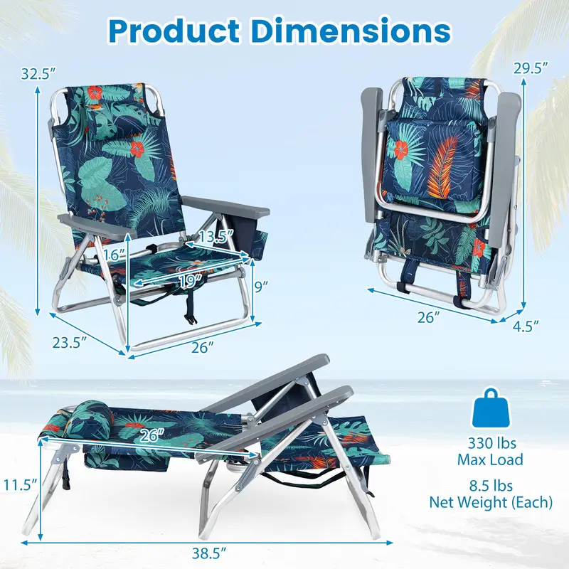 GoPlus Strandstühle, tragbare Klappstühle mit Rucksackfunktion (2/4 Stück)
