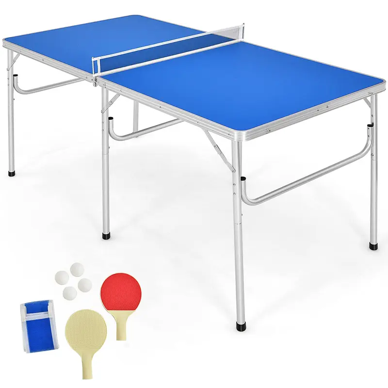 GoPlus Tischtennisplatte tragbar, zu 100 % vormontiert, inkl. 2 Schläger und Tischtennisbälle