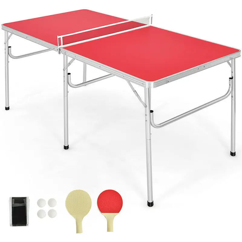 GoPlus Tischtennisplatte tragbar, zu 100 % vormontiert, inkl. 2 Schläger und Tischtennisbälle