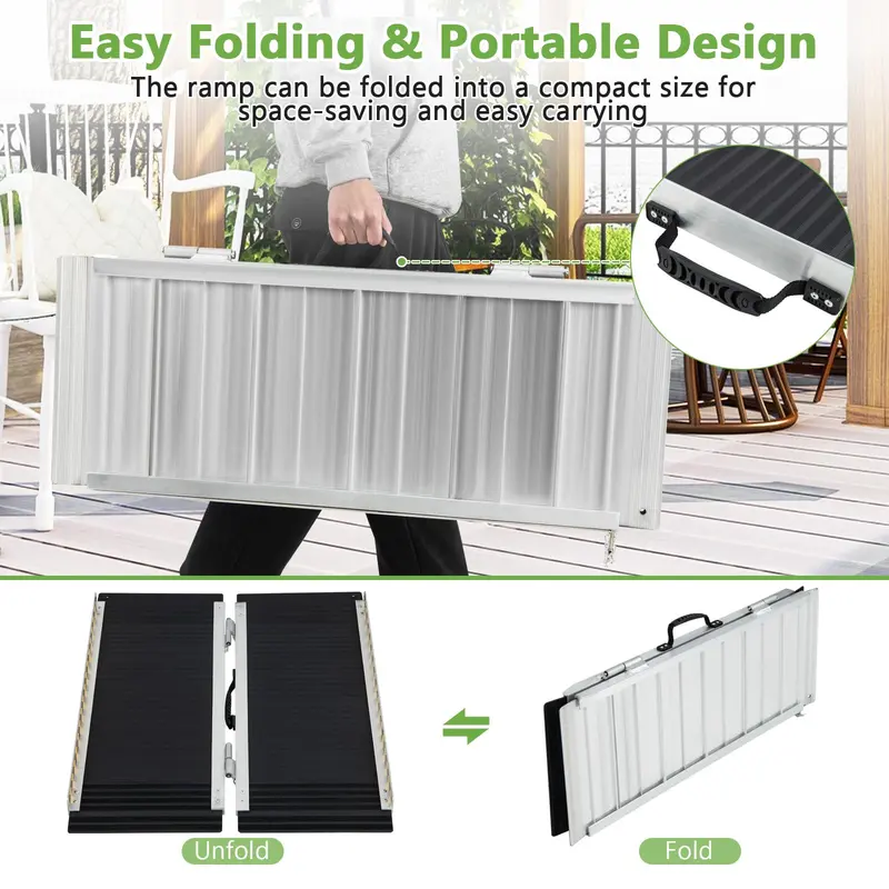 GoPlus tragbarer Aluminium-Rollstuhlrampe