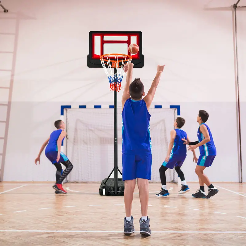 Goplus tragbarer Basketballkorb, Basketballkorb mit stufenloser Höhenverstellung von 1,3 m bis 2,5 m 2