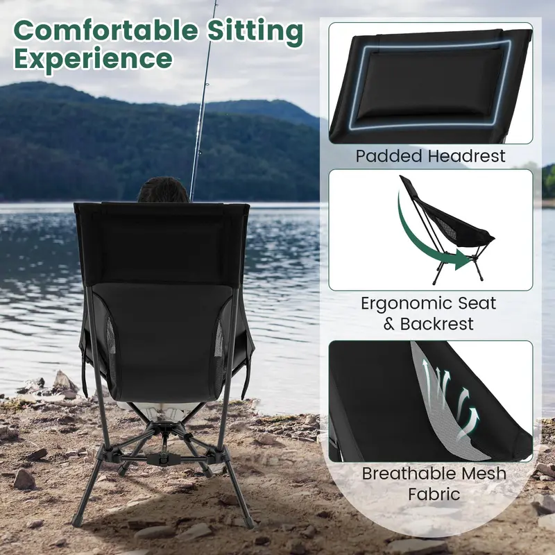 Goplus tragbarer Campingstuhl mit hoher Rückenlehne für Erwachsene – ideal für Outdoor-Aktivitäten, Wandern und Strand