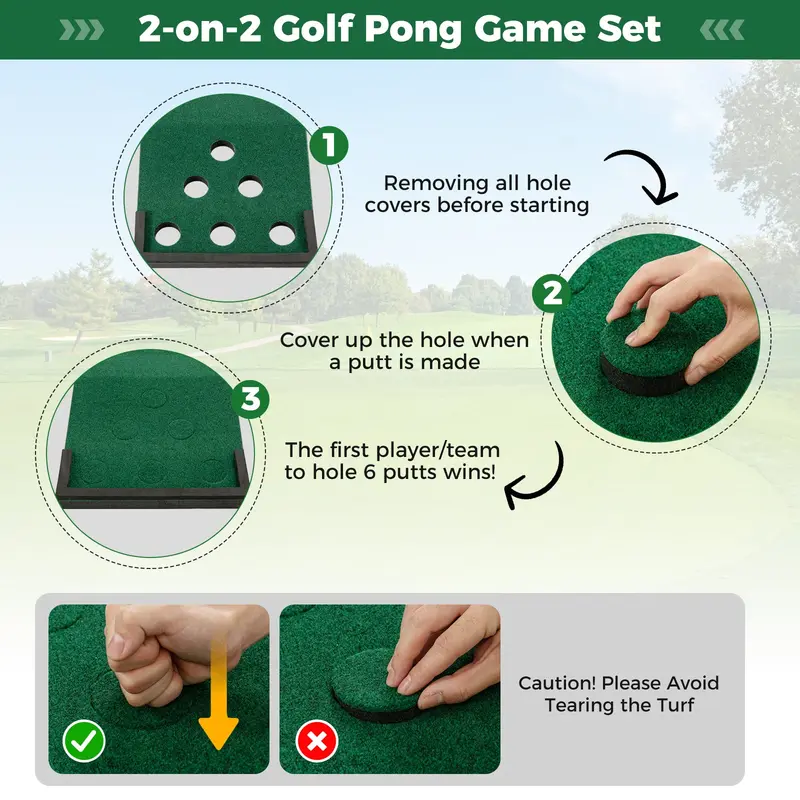 Goplus tragbarer Golf-Putting-Teppich mit 2 verstellbaren Puttern