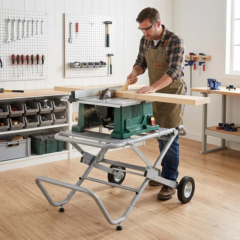Goplus tragbarer Tischkreissägeständer | Rollbarer, klappbarer Heavy-Duty-Metallständer mit 20-cm-Gummirädern 2