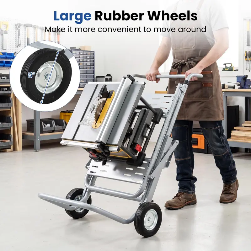 Goplus tragbarer Tischkreissägeständer | Rollbarer, klappbarer Heavy-Duty-Metallständer mit 20-cm-Gummirädern
