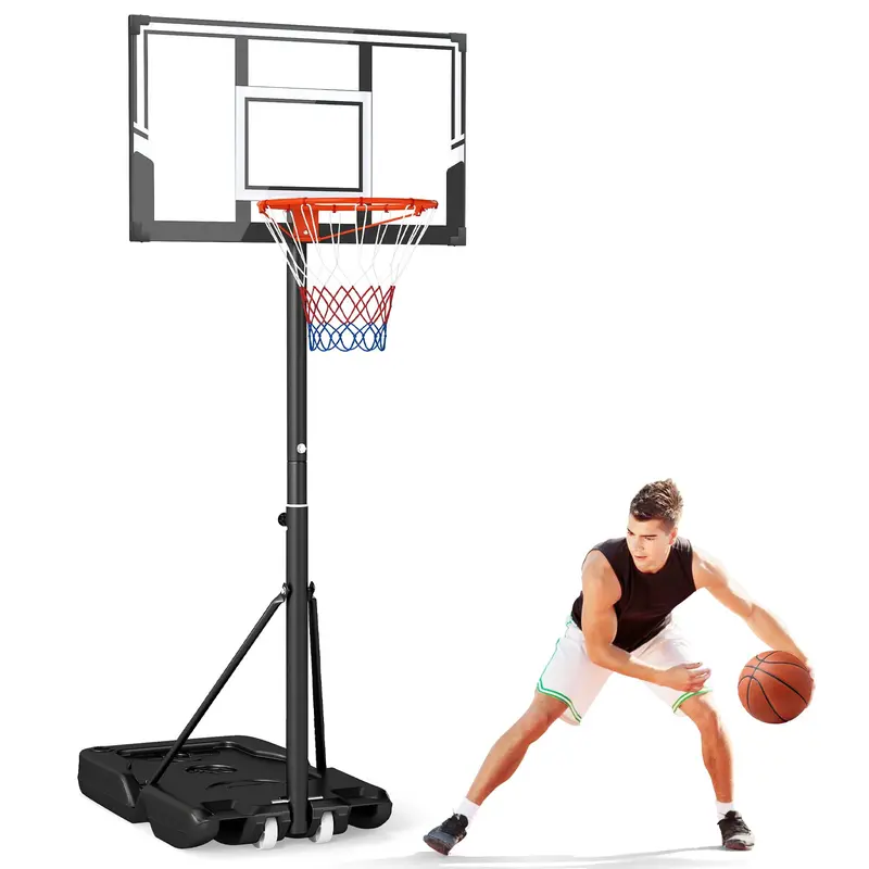 Goplus tragbares, 3,3–10 Fuß (ca. 1–3 m) höhenverstellbares Basketballkorb-System mit splitterfestem Polycarbonat-Backboard