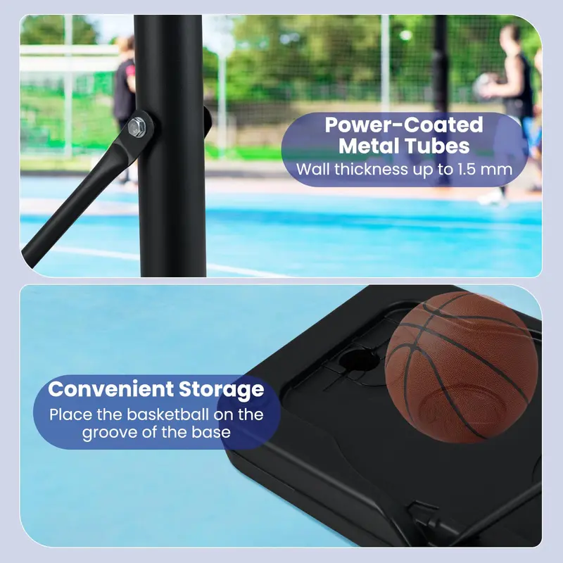 Goplus tragbares, 3,3–10 Fuß (ca. 1–3 m) höhenverstellbares Basketballkorb-System mit splitterfestem Polycarbonat-Backboard