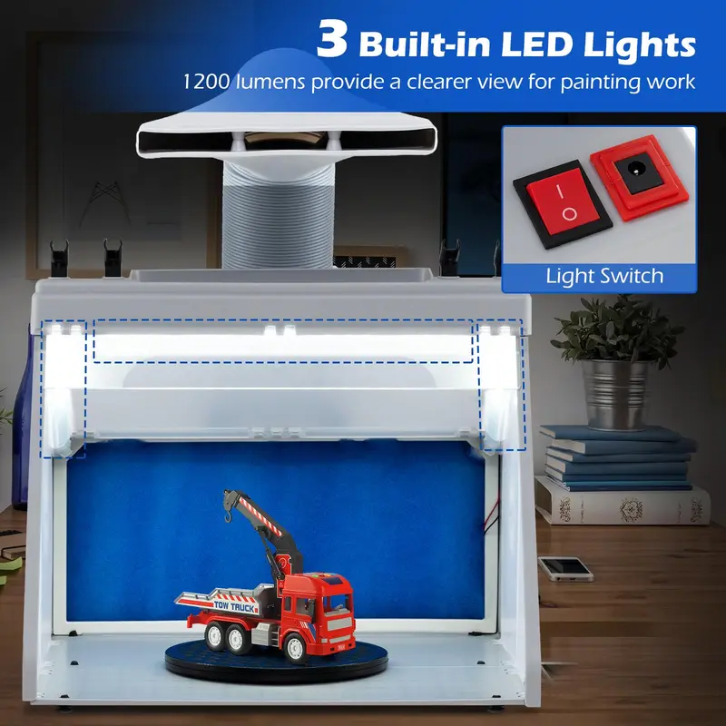 Goplus tragbares Airbrush-Spritzkabine-Set mit beleuchteter Lackierstation und 3 LED-Leuchten