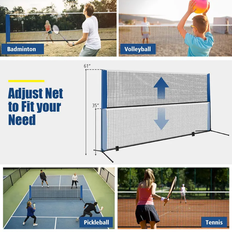 Goplus tragbares Badminton-Netzset, 14 Fuß Volleyball-/Pickleball-Netz 2