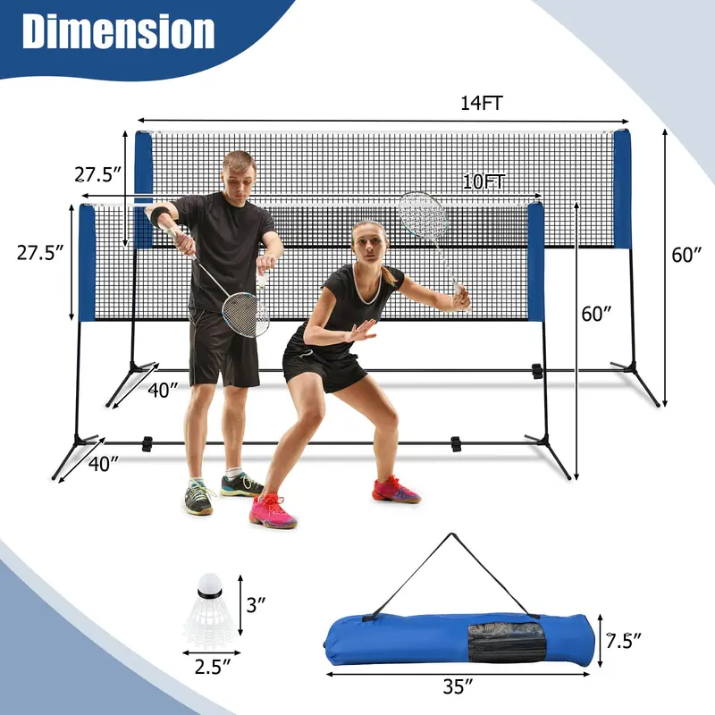 Goplus tragbares Badminton-Netzset, 14 Fuß Volleyball-/Pickleball-Netz
