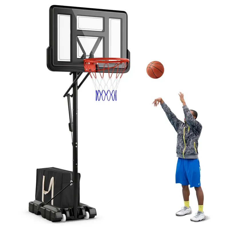 Goplus tragbares Basketballkorb-System für den Außenbereich, 2,4–3,05 m höhenverstellbar mit 112 cm durchschlagfestem Rückwand