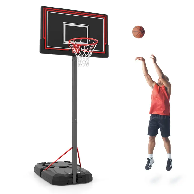 Goplus tragbares Basketballkorb-System für den Außenbereich, höhenverstellbar von 2,29–3,05 m, mit 112 cm bruchsicherem Rückwand