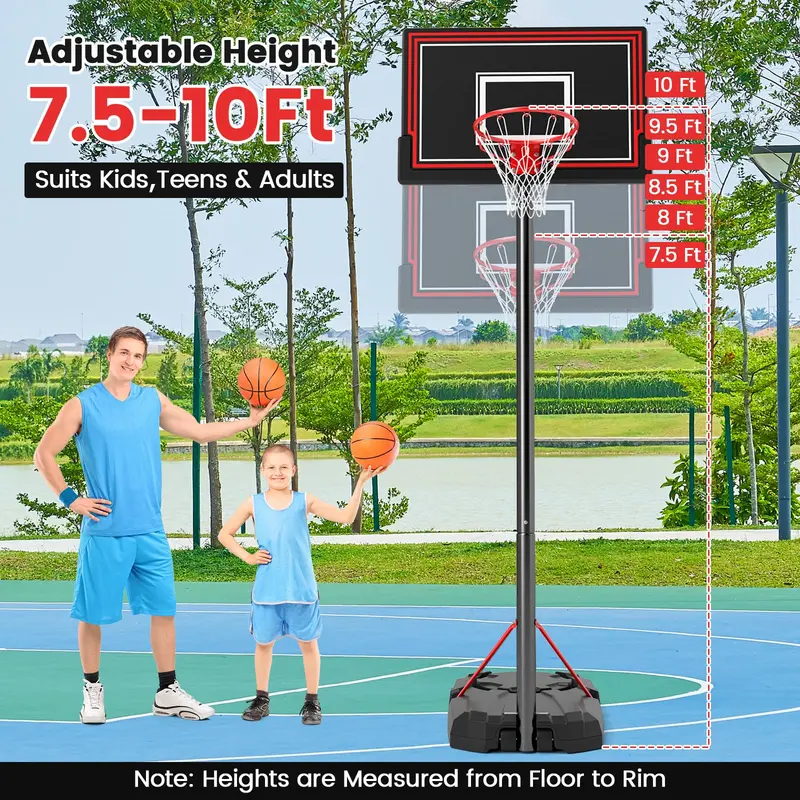 Goplus tragbares Basketballkorb-System für den Außenbereich, höhenverstellbar von 2,29–3,05 m, mit 112 cm bruchsicherem Rückwand
