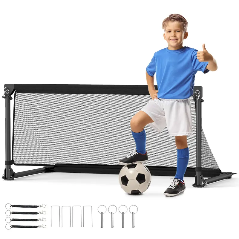 Goplus tragbares Fußballtor für Kleinkinder mit Metallgestell und Bodenstiften