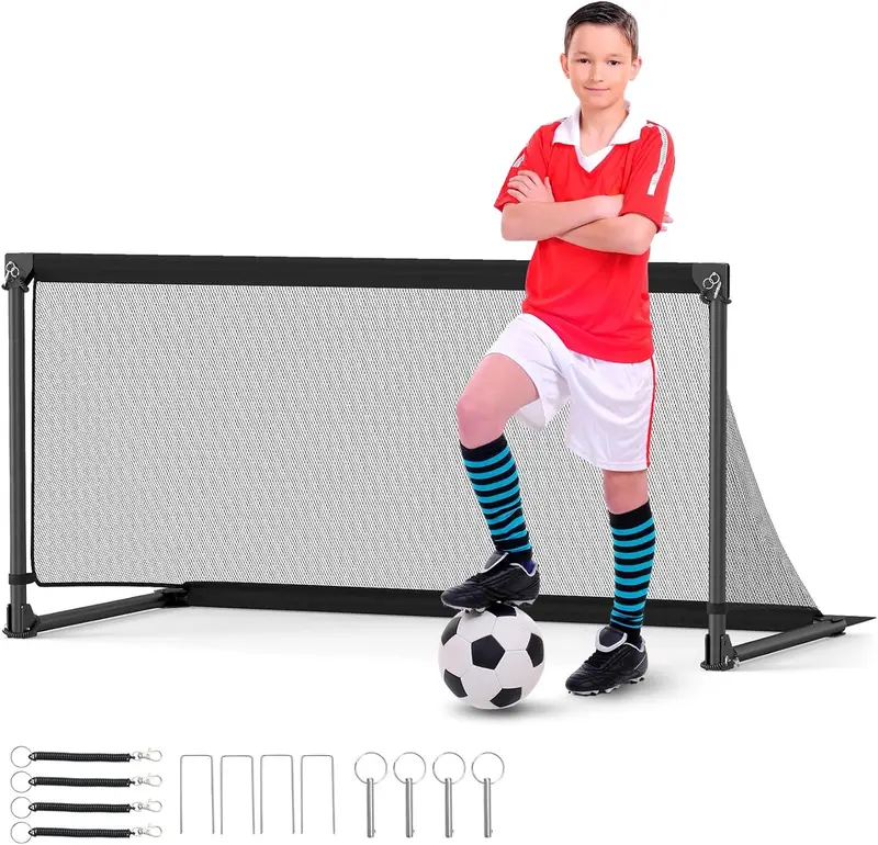 Goplus tragbares Fußballtor für Kleinkinder mit Metallgestell und Bodenstiften