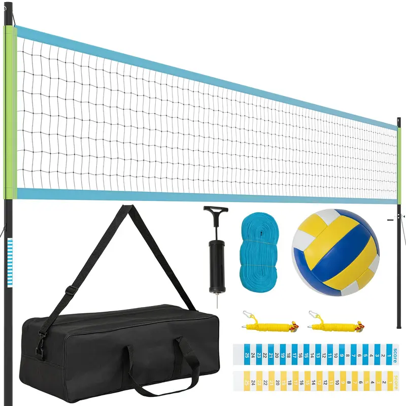 Goplus tragbares Volleyballnetz für den Außenbereich mit Set – einfache Montage, höhenverstellbare Stangen