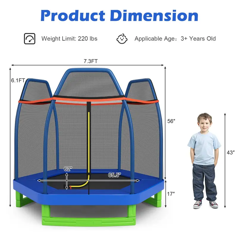 GoPlus-Trampolin für Kinder, 2,13 m (7 Fuß), ASTM-zertifiziert, für Jungen und Mädchen, für Innen- und Außenbereich