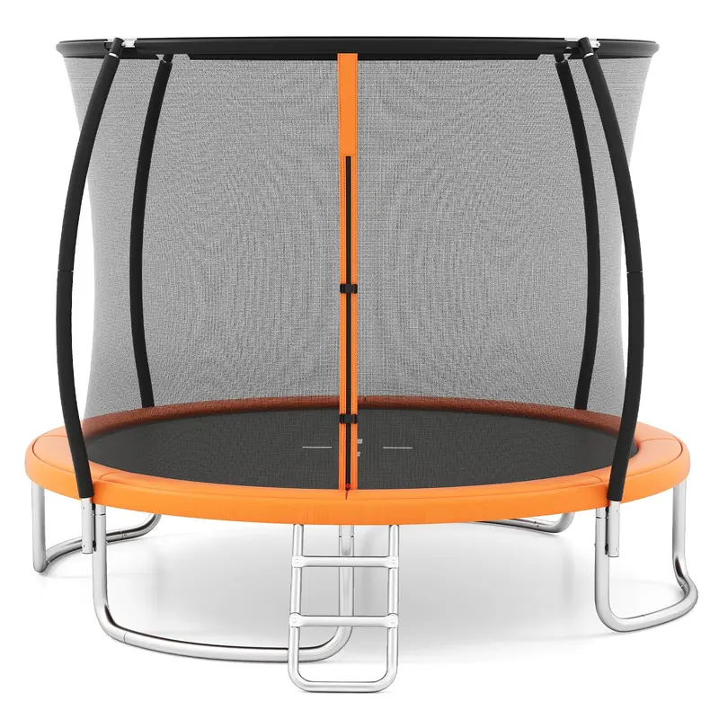 Goplus Trampolin für Kinder, 2,44 m / 3,05 m / 3,66 m (8 ft / 10 ft / 12 ft), ASTM-zertifiziert, robustes Freizeittrampolin mit Sicherheitsnetz