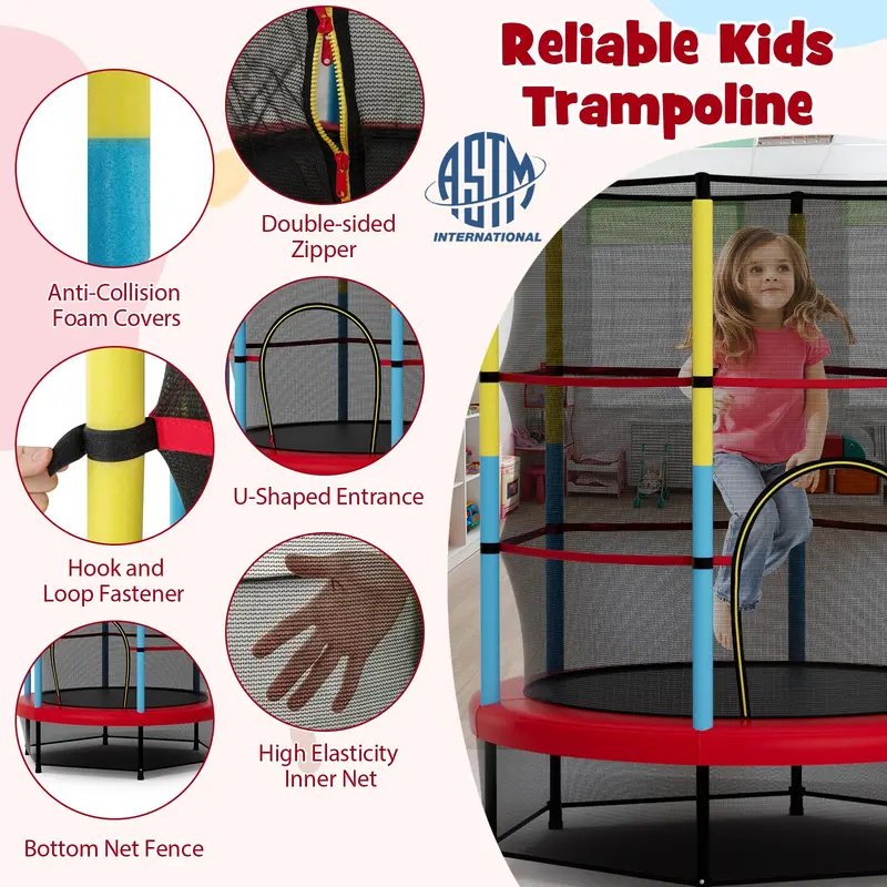 GoPlus-Trampolin für Kinder, 55 Zoll, ASTM-zertifiziert, mit Sicherheitsnetz