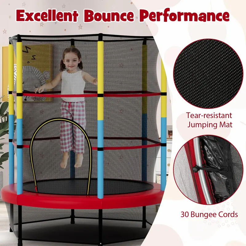 GoPlus-Trampolin für Kinder, 55 Zoll, ASTM-zertifiziert, mit Sicherheitsnetz
