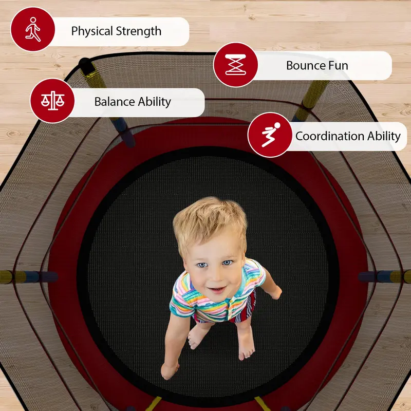 GoPlus-Trampolin für Kinder, 55 Zoll, ASTM-zertifiziert, mit Sicherheitsnetz