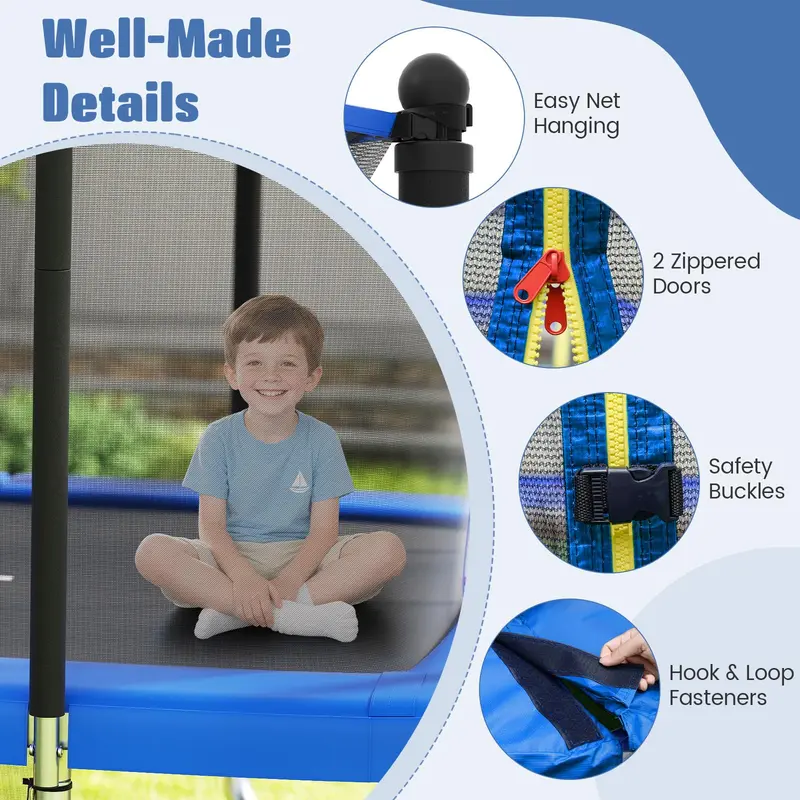 GoPlus Trampolin für Kleinkinder, 305 × 244 cm, robust mit Basketballkorb und Fußballtor, rutschfeste Leiter