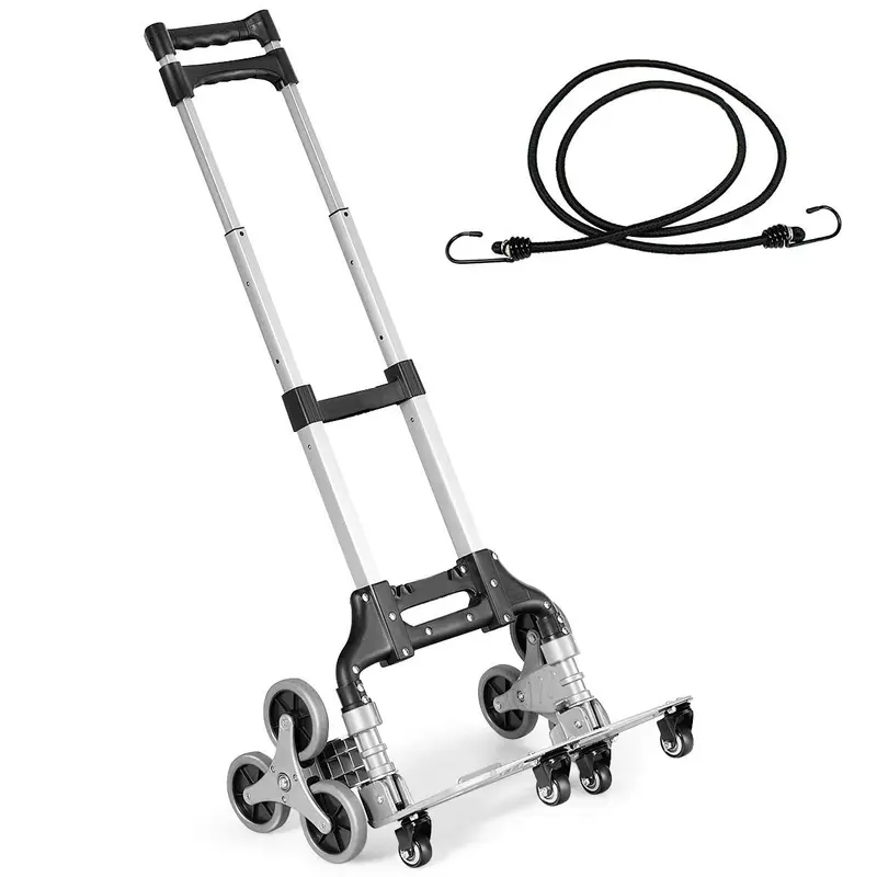 Goplus Treppensteiger-Wagen, All-Terrain-Treppensteiger-Handwagen mit Gummiseil, Hochleistungsmodell mit 6 Rädern