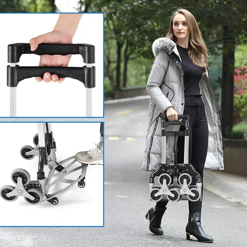 Goplus Treppensteiger-Wagen, All-Terrain-Treppensteiger-Handwagen mit Gummiseil, Hochleistungsmodell mit 6 Rädern 2